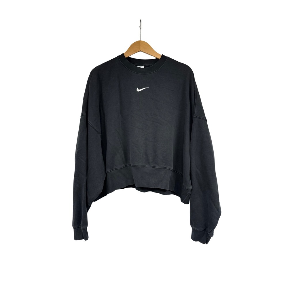 Nike Sportswear Studio Fleece Women Cropped Sweatshirt Black Medium BV4112